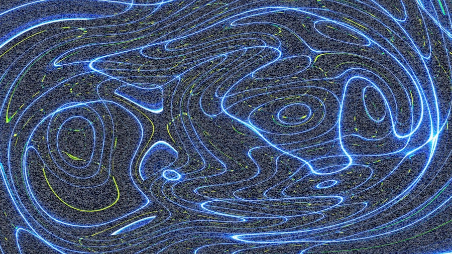A picture of a blue and yellow swirl