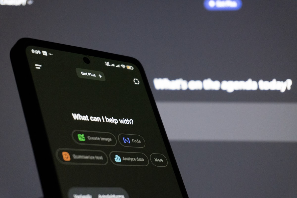 Smartphone screen displaying ai assistant interface.