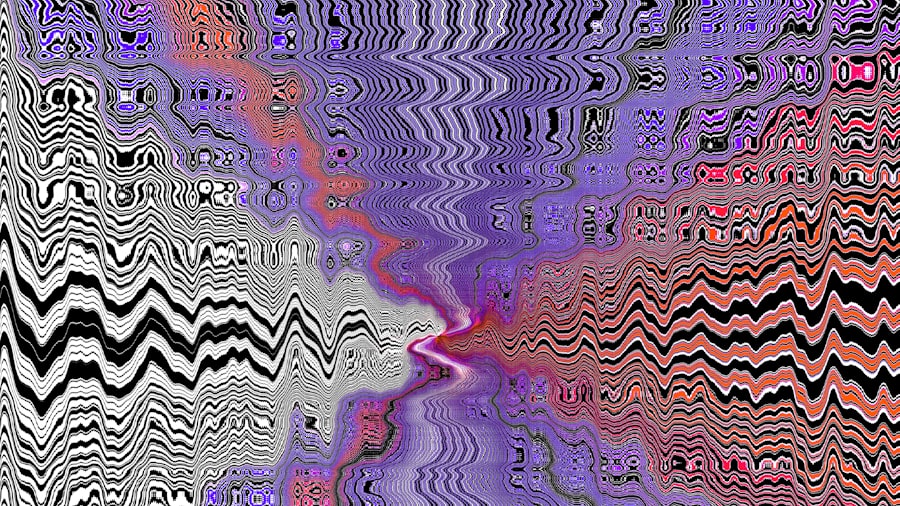 Abstract wavy patterns in purple, pink, and black.