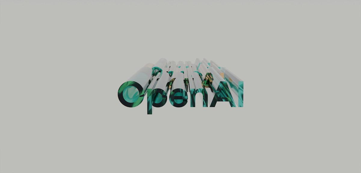 Openai logo with green and white cylindrical letters