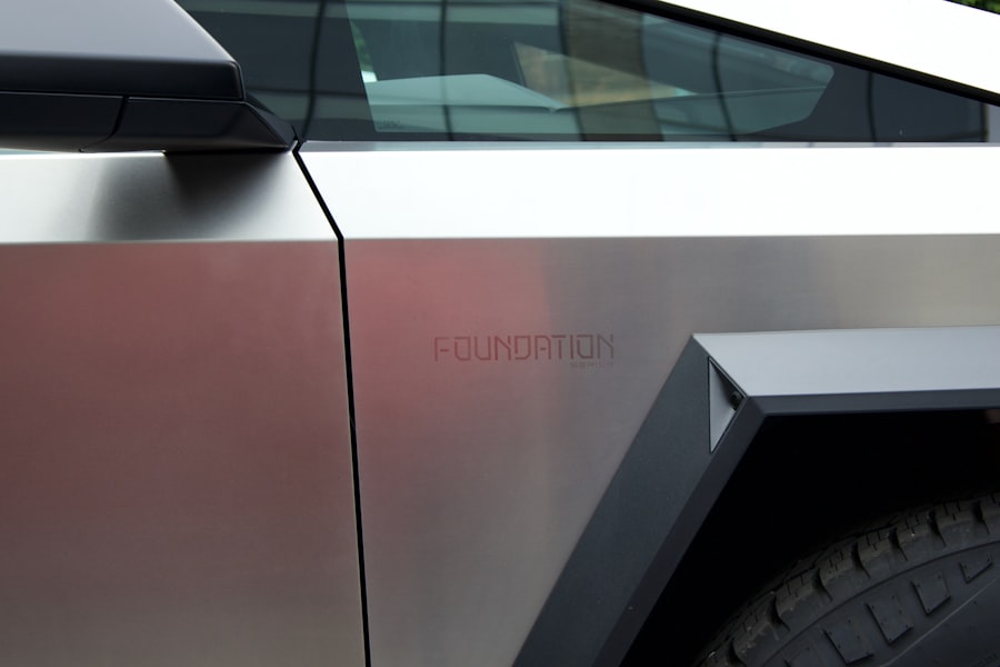 a close up of a car door with a logo on it