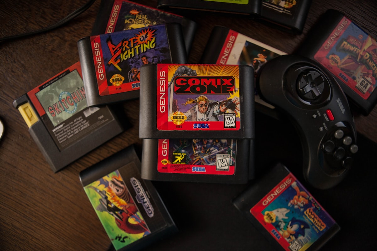 A bunch of video games sitting on top of a table