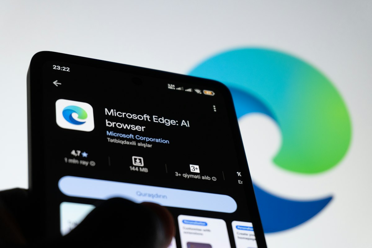 Microsoft edge app displayed on a smartphone screen
