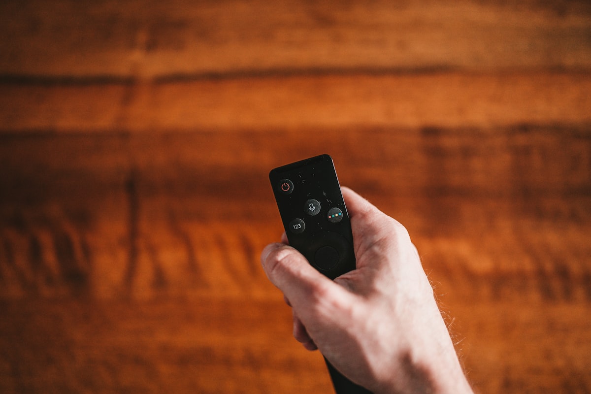 person holding black remote control