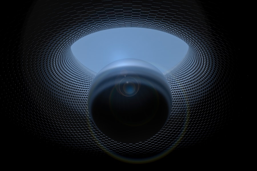 a camera lens with a black background
